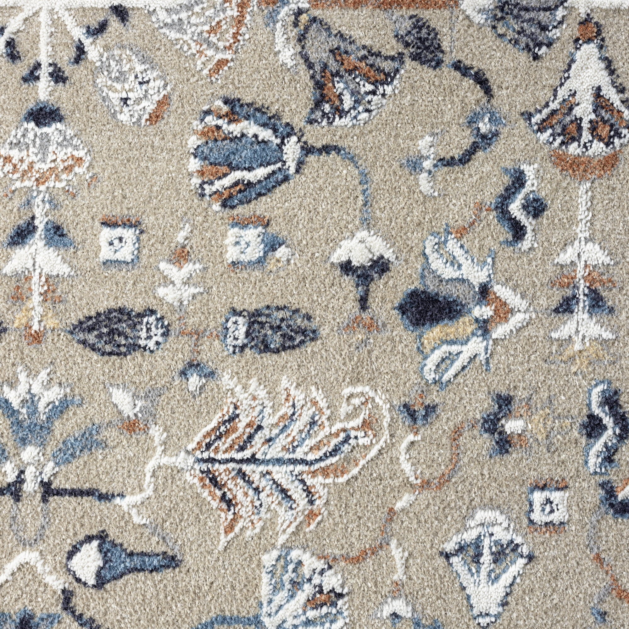 Ox Bay Wesley 5'3" x 7', Blue/Taupe Traditional Washable Indoor Area Rug by Evette Rios