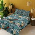 thumbnail image 2 of Ambesonne Emoji Fitted & Top Sheet Set with Shams, Graffiti Design Funny Faces, Cadet Blue Redwood, 2 of 5