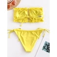 thumbnail image 3 of ZAFUL for Women's Swimwear Ruffle Strapless Tie Side Bikini Swimwear Yellow M, 3 of 7