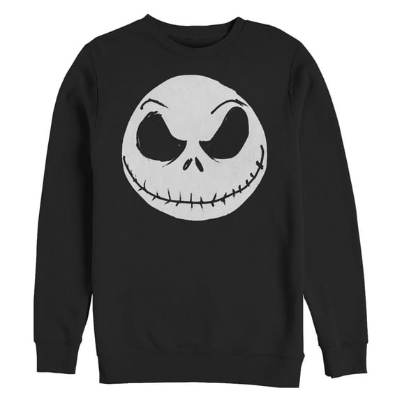 Men's The Nightmare Before Christmas Halloween Jack Skellington Big Face Sweatshirt Black Medium