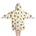 thumbnail image 2 of White Green Stem Sunflower Pattern Blanket Hoodies for Kids 6-13YR Oversize Wearable Blanket Hoodies for Boys Girls Teens, 2 of 7