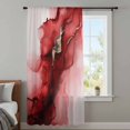 thumbnail image 4 of Red Marble Sheer Curtains 72 Inches Long, Modern Ombre Abstract Ink Painting Art Light Filering Curtains, Breathable Simi Curtain Privacy Drapes for Living Room Bedroom Lightweight Window Treatment, 4 of 9
