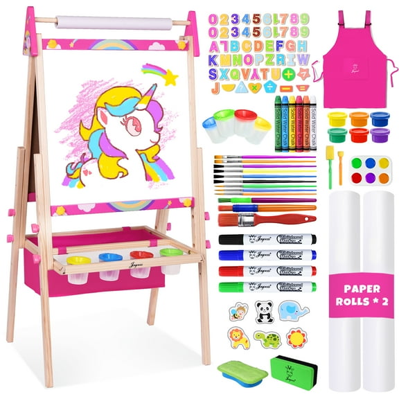 Joyooss Wooden Double-Sided Kids Easel with Paper Roll