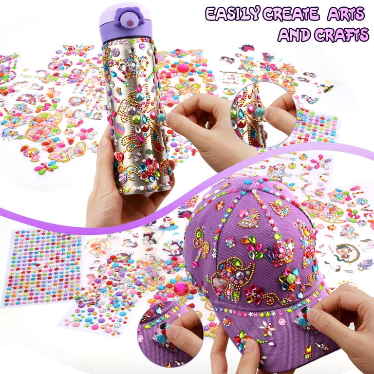 Valentines Day Gifts for Girls Decorate Your Own Water Bottle Baseball Cap  with Tons of Unicorn Stickers Glitter Gems,Fun Arts and Crafts for Kids