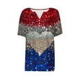 thumbnail image 4 of UVEASISHA Sequin Henley Shirts for Women Short Sleeve Patriotic Graphic Tees 4th of July Causal Party Tops Multicolor XL, 4 of 5