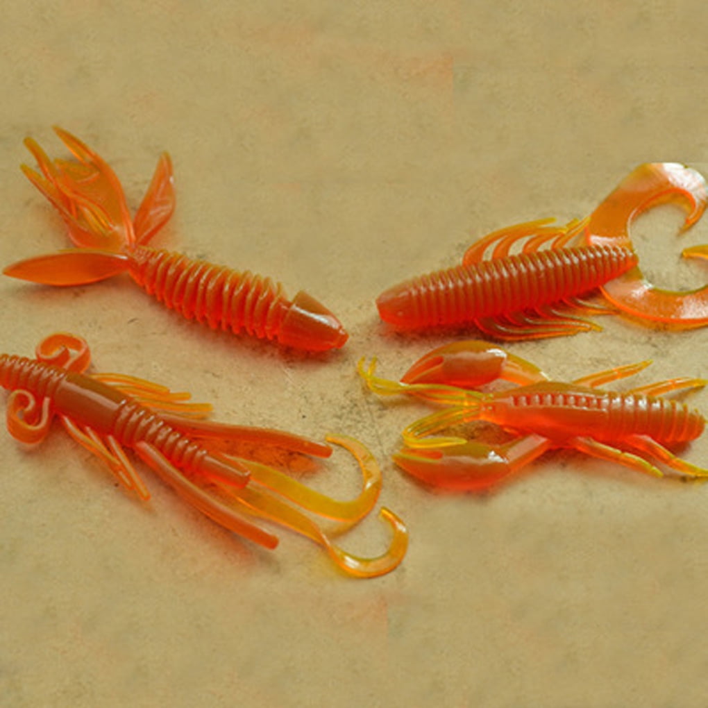 LUFA 4pcs Soft Fish Bionic Baits Silicone Maggot Shrimp Fish Baits Lures 4 Colors 