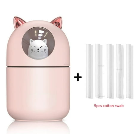 

300ML Ultrasonic Cool Mist Maker Portable Mini Cute Cat USB Air Humidifier with Colorful Lamp for Home or Office - Lightweight and Compact Diffuser Humidificador Difusor