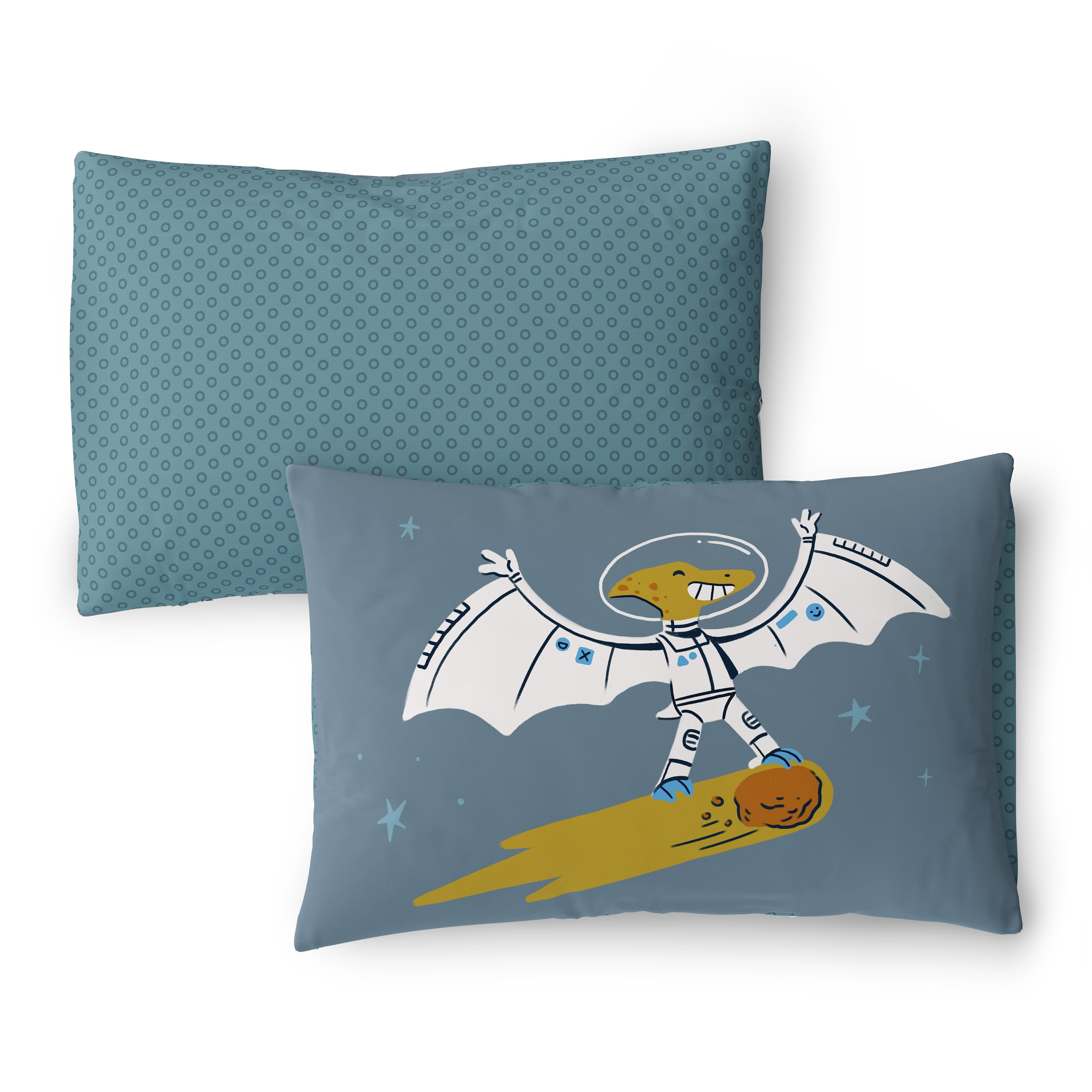 Mainstays Kids Glow in the Dark Space Dino Reversible Comforter Set with Sheets, Twin, 5 Pieces