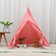 thumbnail image 3 of Teepee Tent for Kids, Natural Cotton Canvas Teepee Play Tent White/Pink, Toys for Girls/Boys Indoor & Outdoor Playing, 3 of 14