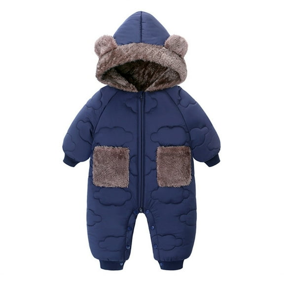 REDARER Baby Snowsuit Hooded Jumpsuit Bear Outfit, Winter Warm Romper for Boys Girls Outwear,12-18 Months
