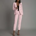 thumbnail image 2 of Miluxas Women 2 Piece Outfits Double Breasted Blazer and Straight Leg Work Pants Casual Blazer Set Dressy Business office Suits Pink M(M), 2 of 8