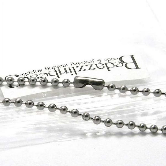 5 Surgical 304 Stainless Steel 2.4mm Thick Military Dog Tag Round Ball Chain Necklaces 28 inches Long