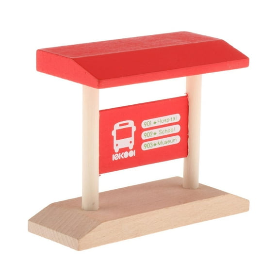 Wooden Train Accessory Set Includes man, Station, Bus Station and Railroad for , and All Major Brands Trains , Bus Stop