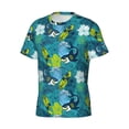 thumbnail image 5 of Vsdgher Shark And Leaves Print Men's Dry Fit Mesh Athletic Shirts Moisture Wicking Tennis T-Shirt Tops, 5 of 9