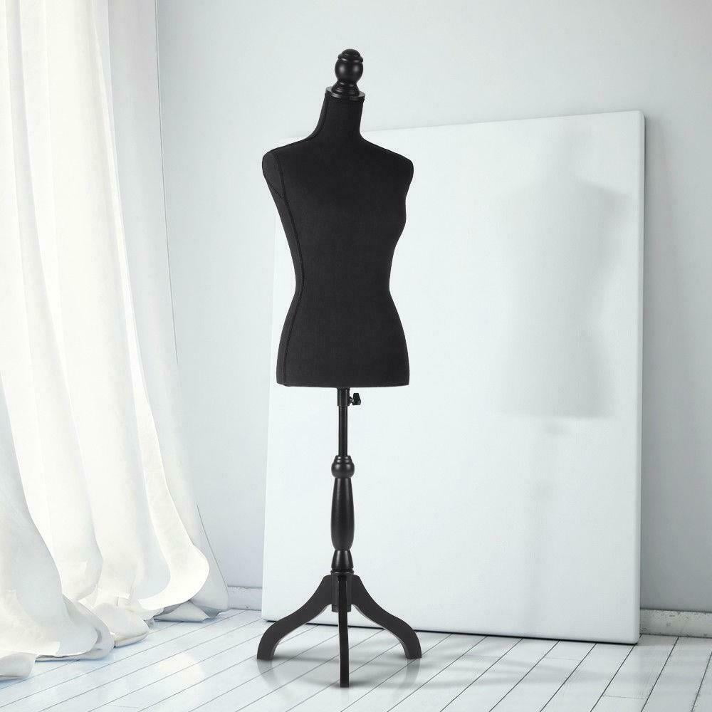 Black Female Mannequin Torso Dress Form Tripod Stand Clothing Display