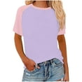 thumbnail image 6 of Fanxing Purple Color Block T Shirts for Women M Plus Size Short Sleeve Tees ( Women's Plus S-5XL), 6 of 6