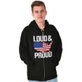 thumbnail image 4 of Loud Proud American State Flag Map Unisex Fleece Graphic Zip Up Hoodie Brisco Brands 4X, 4 of 6