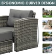 thumbnail image 4 of Royalcraft Outdoor Wicker Furniture Single Chair with Ottoman, All-Weather Grey Rattan Outdoor ArmChair Sofa Set with Dark Grey Non-Slip Cushions,Aluminum Frame, 4 of 7