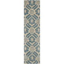 SAFAVIEH Wyndham Evan Damask Runner Rug, Blue/Grey, 2'3" x 9'