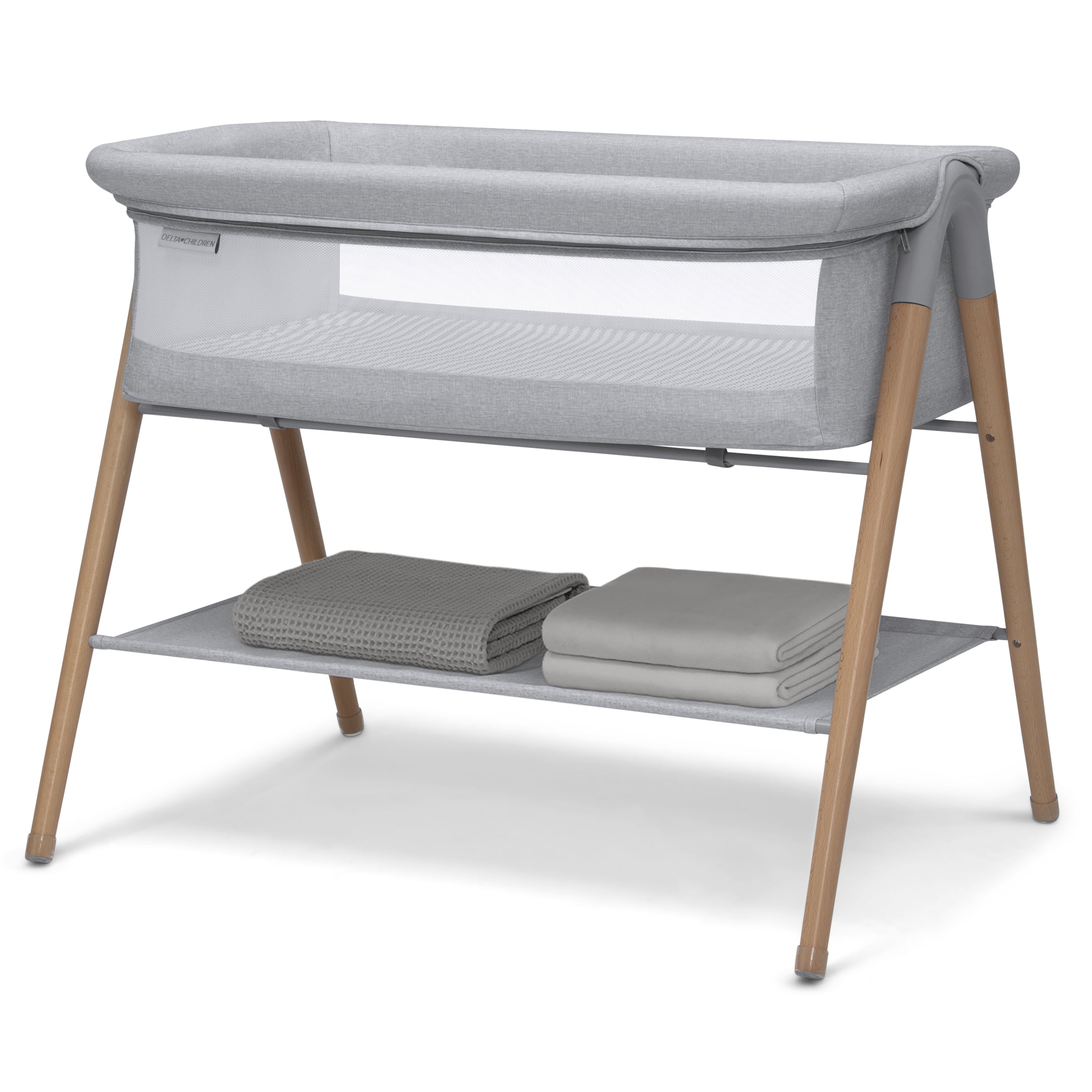 Delta Children Haven Beechwood by the Bed Bassinet with Breathable