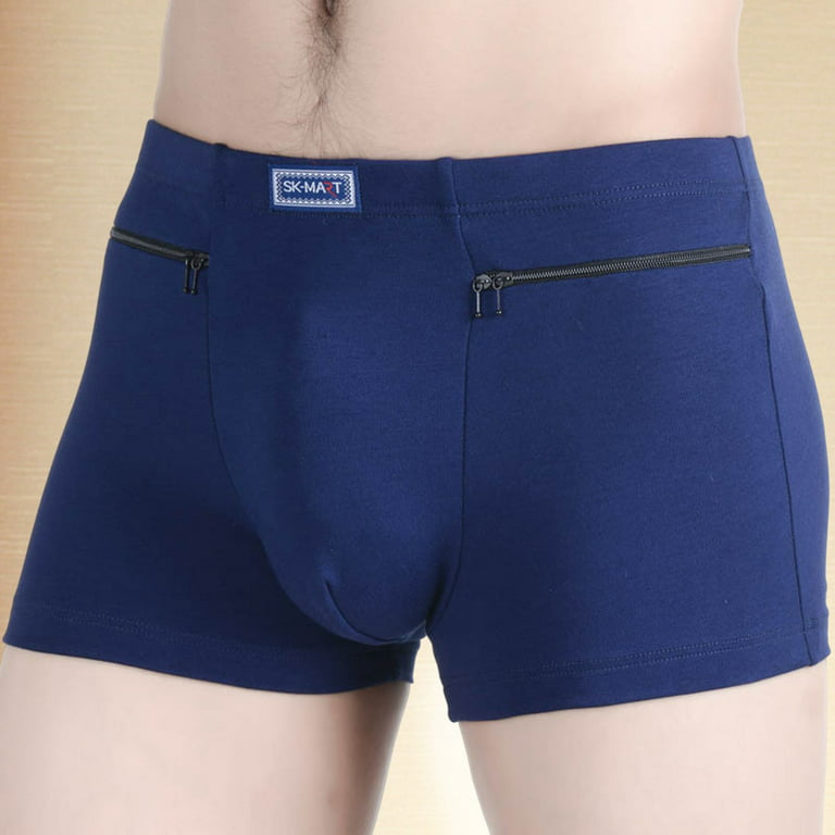 Mid-rise double zip pocket underwear Men's anti-theft briefs boxer