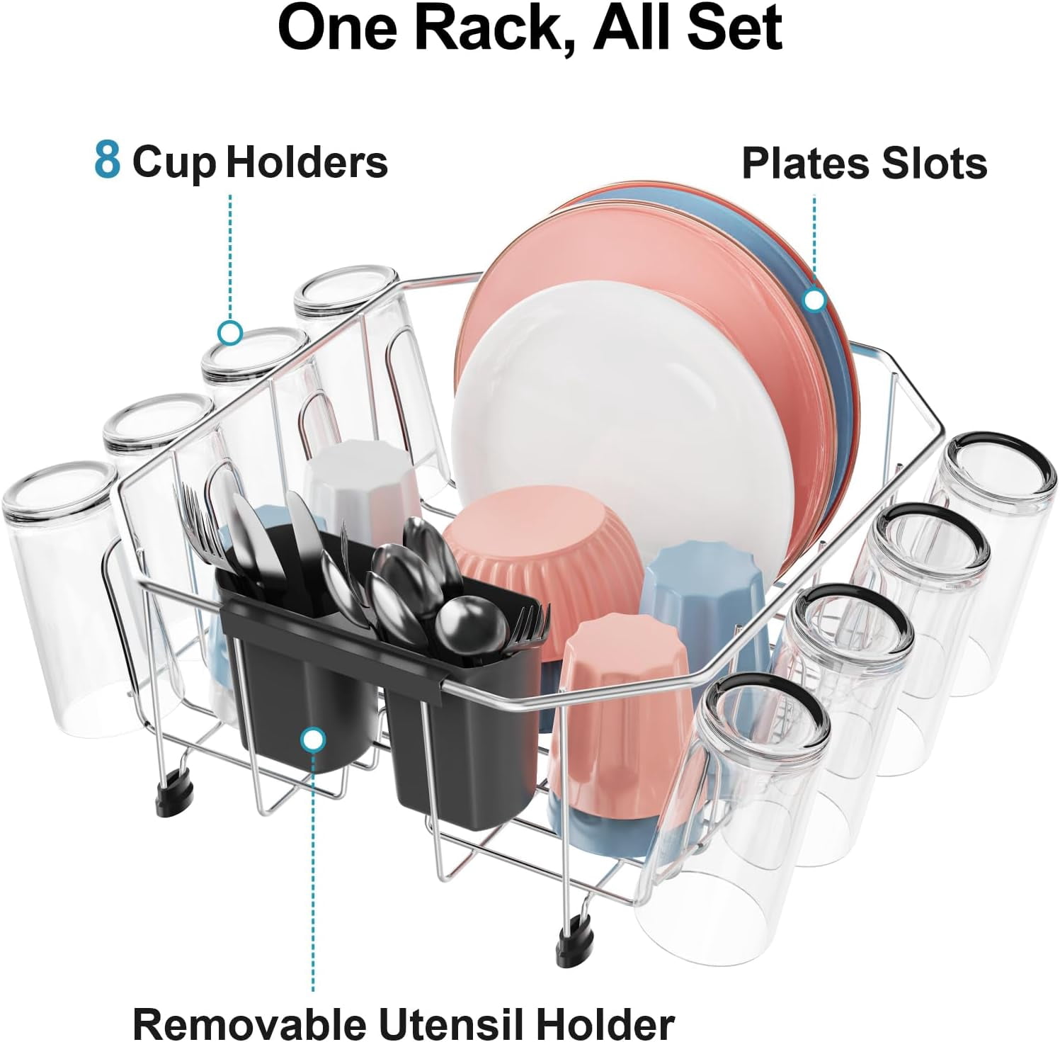 iSPECLE Small in Sink Dish Drying Rack - Stainless Steel Compact Dish Drainer for RV Kitchen Apartment Sink, Rust Resistant Inside Sink Rack, 1–2 Person Households, 11.6" W x 13.4" L, Silver