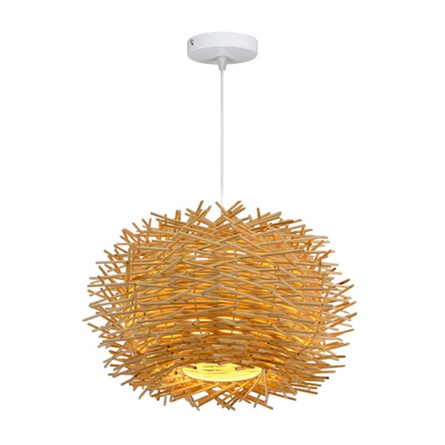 Toystoory Lámparas colgantes de techo de ratán tejido Candelabros de nido de pájaro Iluminación y accesorios Nido de pájaro-Natural