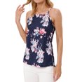 thumbnail image 3 of Nlife Women's Floral Print Crew Neck Tank Top, M, 3 of 7