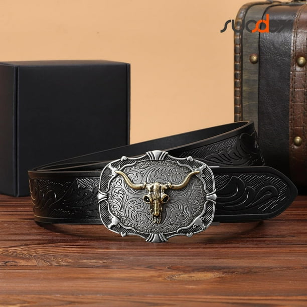 SUOSDEY Cowboy Ratchet Belt Automatic Cowboy Buckle Western