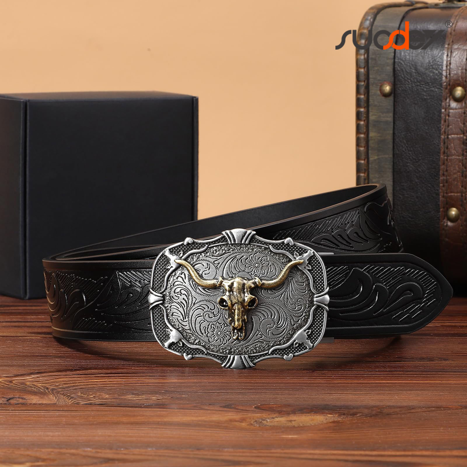 SUOSDEY Cowboy Ratchet Western Leather Belt photo 7