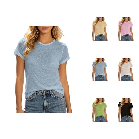 Womens Clothes Casual Oversized Tee Shirts Lightweight Crewneck Loose Fit Short Sleeve Summer Tops for Women Daily Outfit