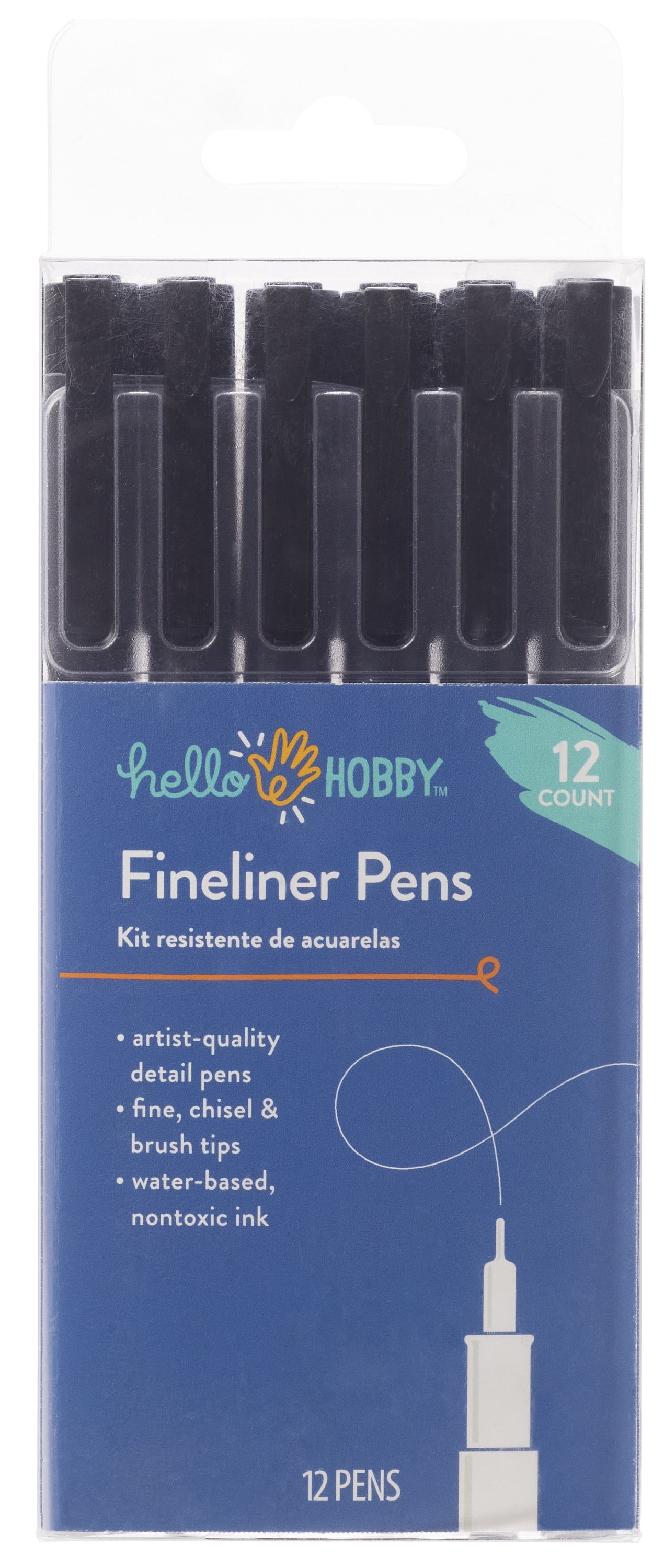 Hello Hobby Black Fineliner Fine Point Pens, 12 Count
