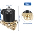 thumbnail image 2 of Válvula solenoide eléctrica de latón, válvula de aire NPT de 1/2" 12V CC normalmente cerrada para agua, gas, combustible, diésel y aceite, 2 of 5