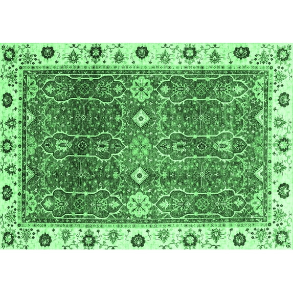 Ahgly Company Indoor Rectangle Oriental Emerald Green Traditional Area Rugs, 4' x 6'