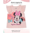 thumbnail image 2 of Disney Minnie Mouse Toddler Girls Outfit, 2-Piece Ruffle Sleeve On Top T-Shirt and Stretchy Leggings Set (Cream, 4T), 2 of 5