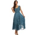 thumbnail image 5 of Sakkas Kevina Stonewashed Rayon Embroidered Dress - Steel Blue - S/M, 5 of 5