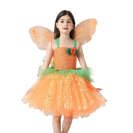 

Pedort Flower Girl Dresses For Wedding Toddler Toddler Baby Girls Dress Ruffle Halter Sleeveless Backless Dresses Summer Beach Dress Clothes Orange 2XL