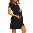 thumbnail image 3 of Ekouaer Nursing Nightgown 3 In 1 Maternity Nightgown Short Sleeve Nursing Gown Breasfeeding Sleepwear Delivery Dress, 3 of 6