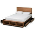 thumbnail image 2 of Bowery Hill Brown Wood Queen Size 4-Drawer Platform Storage Bed with Shelves, 2 of 13