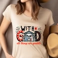 thumbnail image 4 of Graphic T-Shirt With God All Things Are Possible Bible Verse for Women, Gold, Size M, 4 of 6