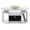 thumbnail image 4 of Jaya Simple Design Oval Coffee Table with Bin for Living Room, White Oak/Chrome/Black, 4 of 6