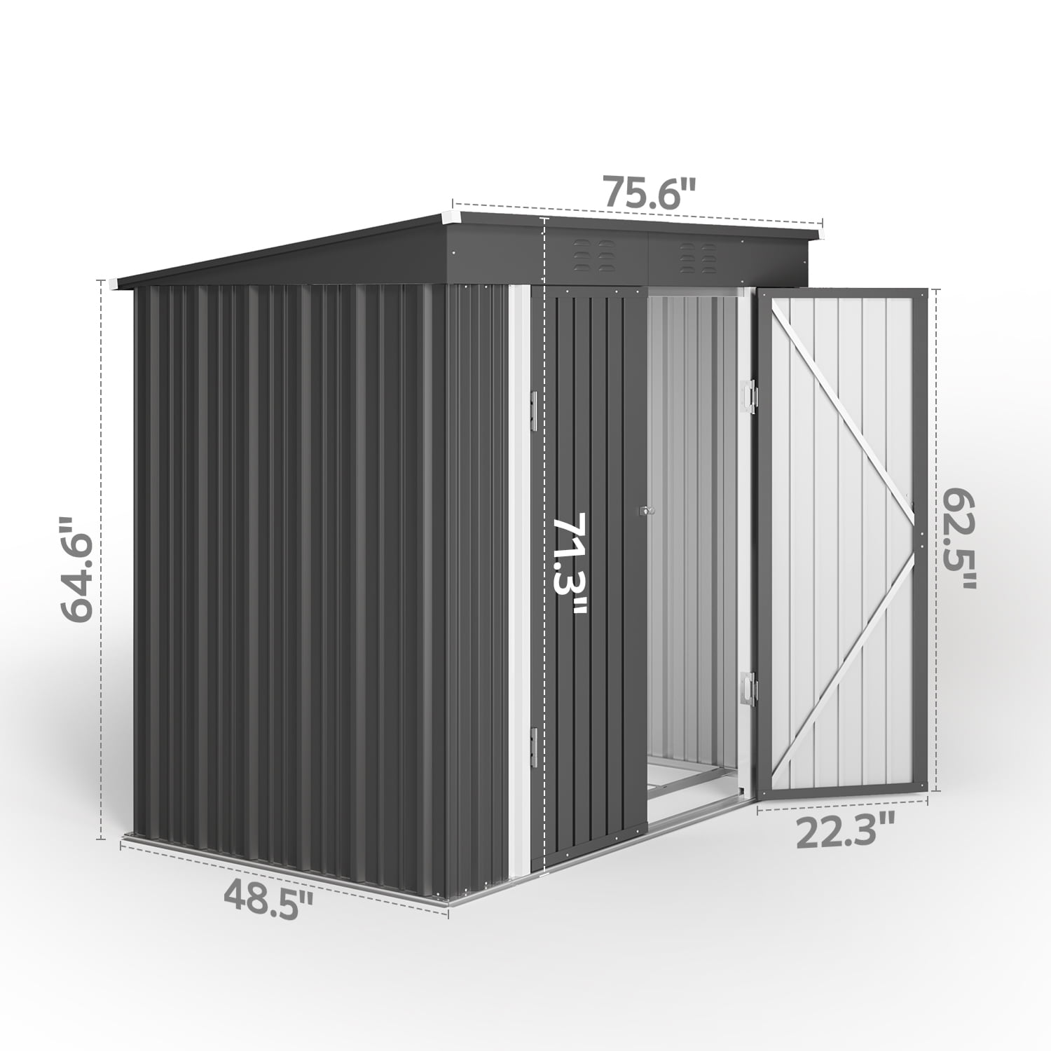 Asofer 6 ft. W x 4 ft. D（25.3 sq. ft.） Outdoor Metal Storage Shed with Double Lockable Doors, Green, Gray