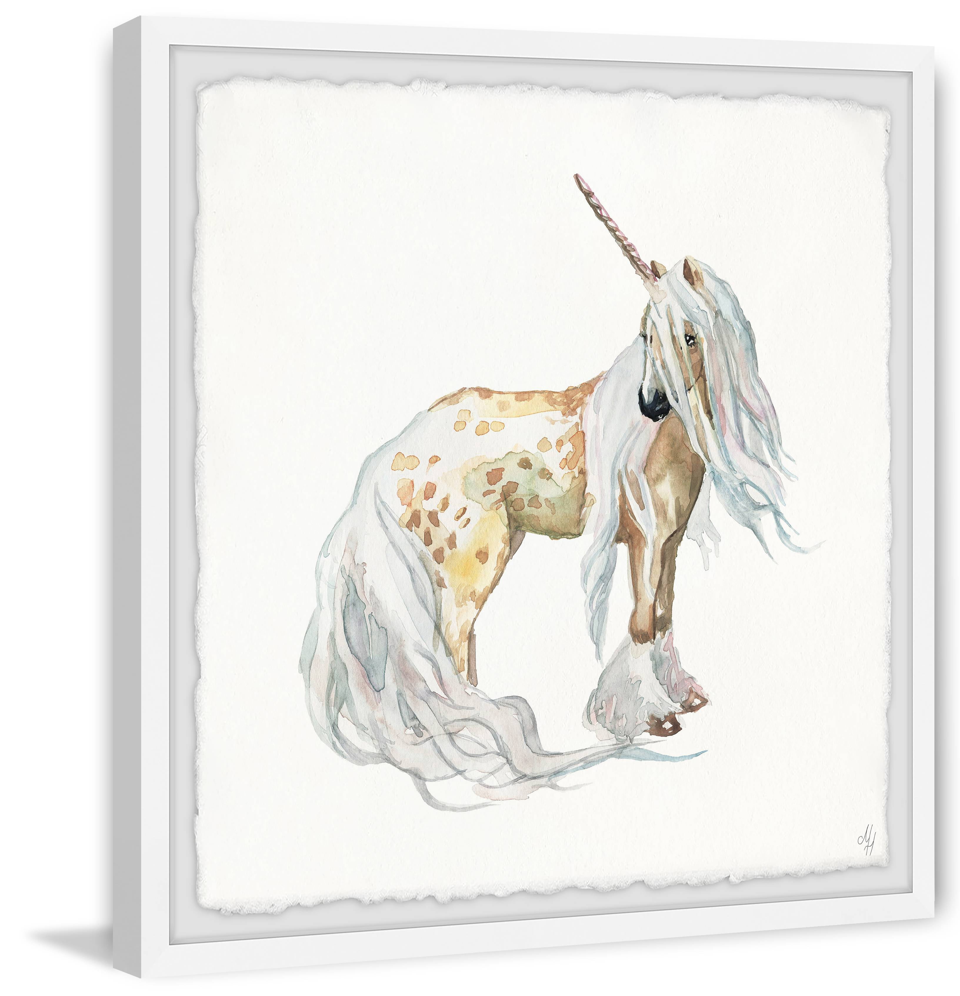 Marmont Hill Golden Unicorn Framed Wall Art, 18.00" x 1.50"