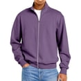 thumbnail image 2 of Mens Zip up Sweatshirt no Hood Long Sleeve Jacket Purple 2XL, 2 of 5