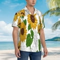 thumbnail image 3 of Kll Men'S Hawaiian Shirt Short Sleeve Button Down Beach Shirts-Plump Sunflower And Sketch, 3 of 7