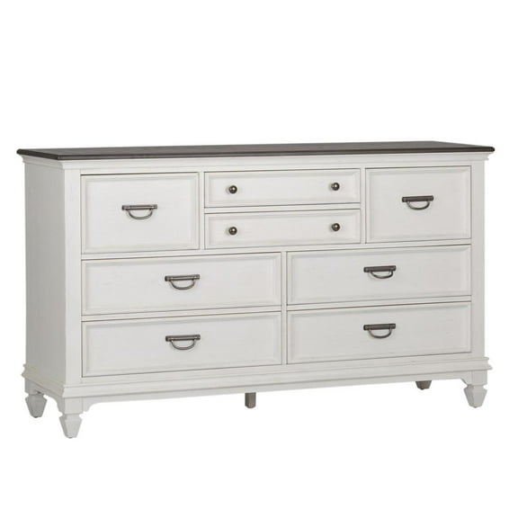 Liberty Furniture Industies, INC Allyson Park 8 Drawer Dresser in Wirebrushed White w/ Charcoal Top