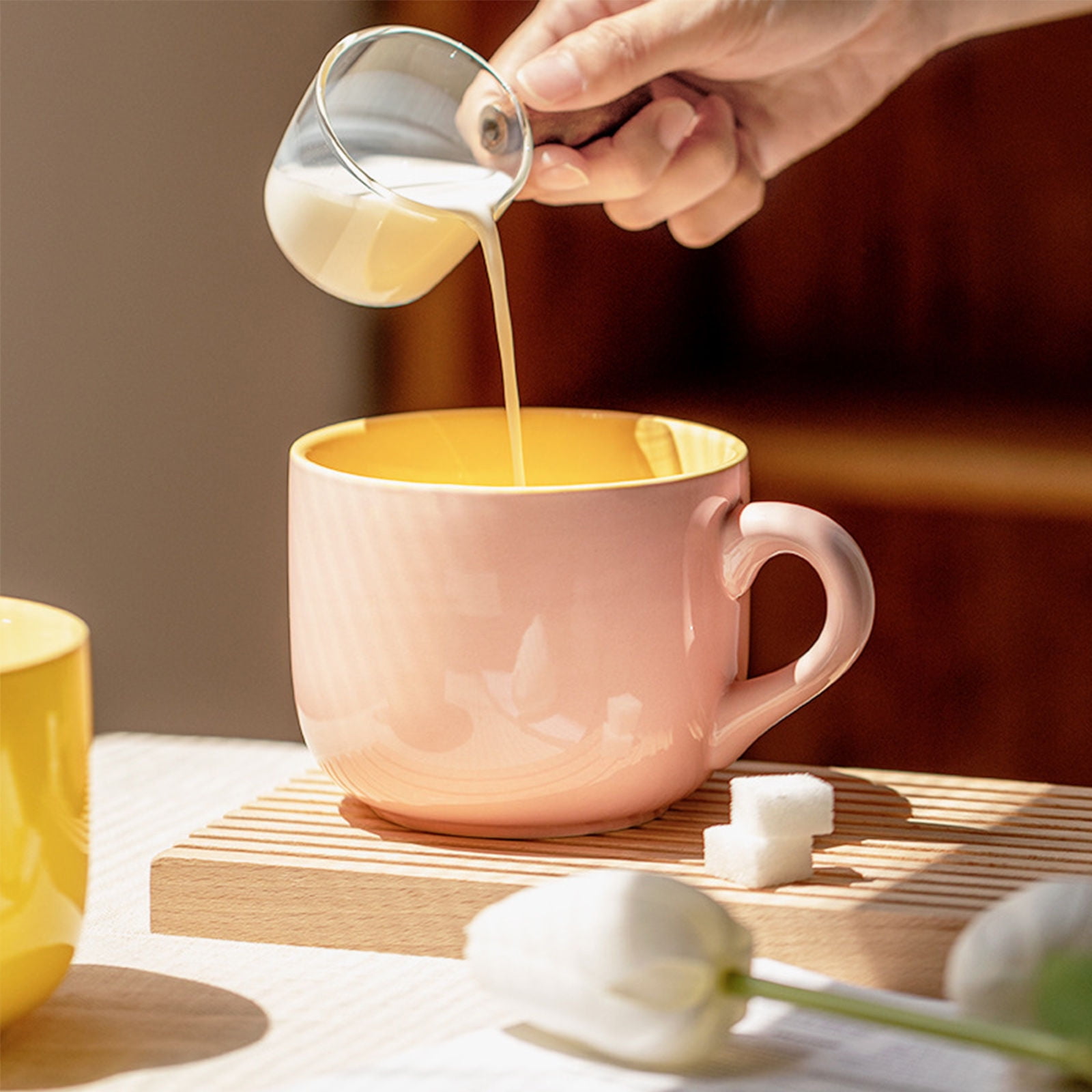650ml Ceramic Solid Color Mug,Porcelain Tea Cup,Cup With Handle For Tea Espresso Latte