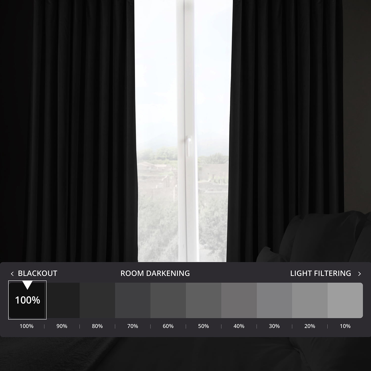 Half Price Drapes Signature Black Extra Wide Velvet Blackout Curtains (1 Panel), 100WX 108L