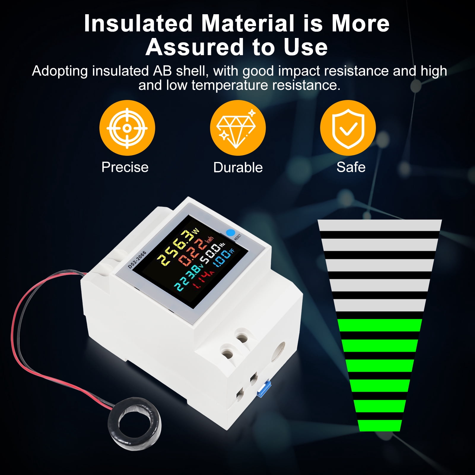 Energy 6 In 1 Digital Single Phase Energy Meter Tester Din Rail AC Monitor Voltage Current Power Factor Active KWH 100A Electricity Usage Monitor