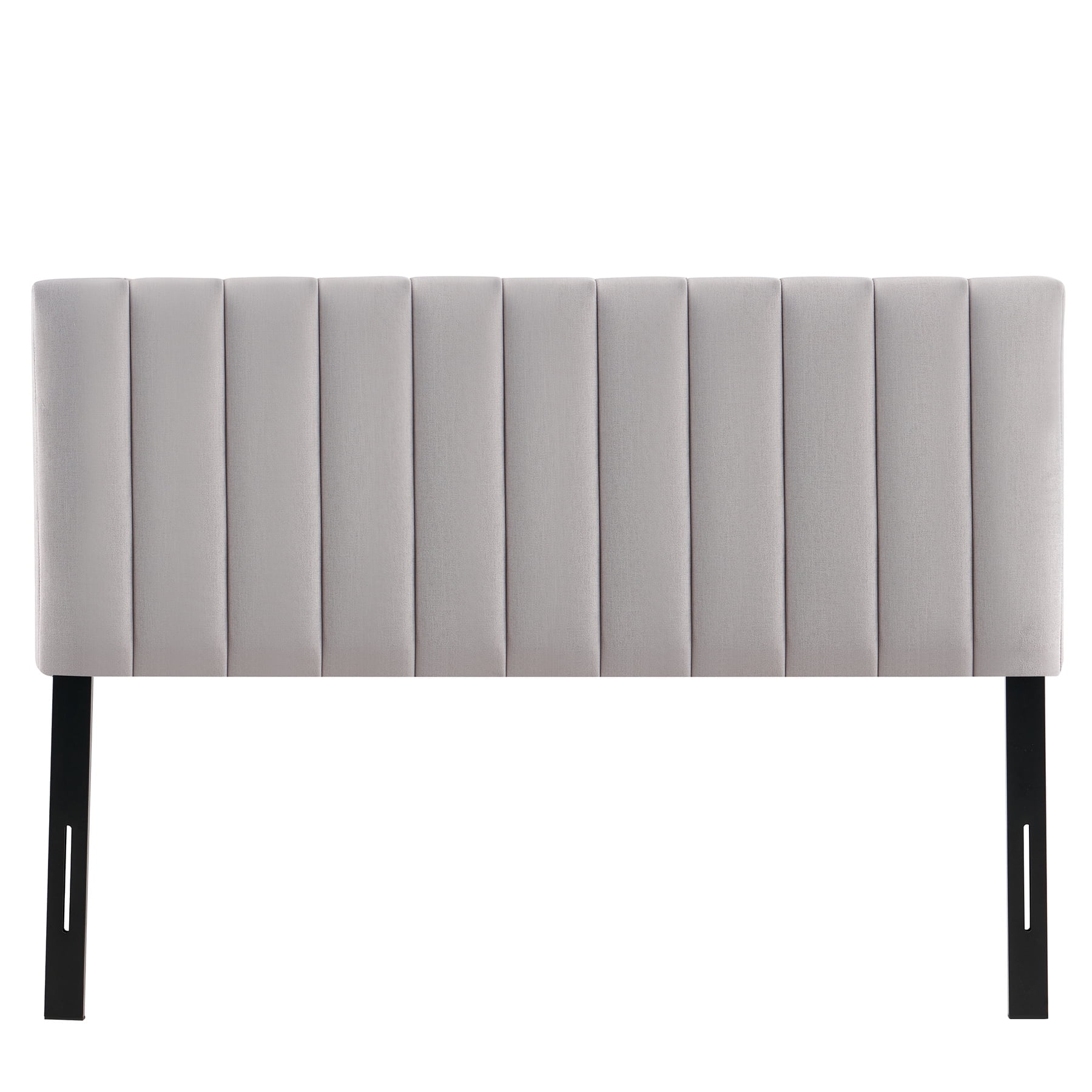 Light Grey Modern Channel-Tufted Headboard, Queen